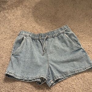Zara Blue Denim Shorts with Elastic Waistband